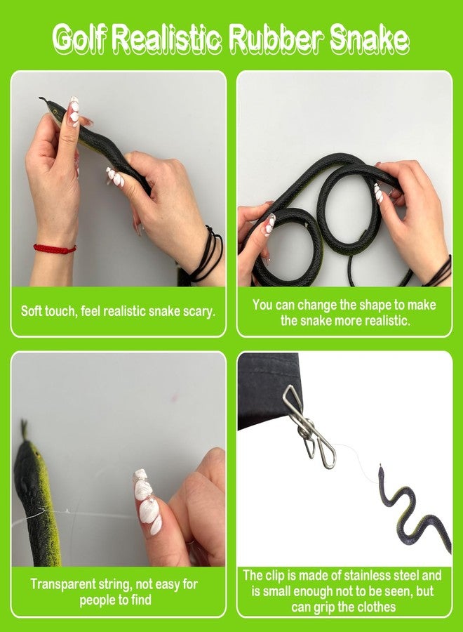Morofme Snake Prank with String Clip Snake on a String Prank Clip on Snake Prank Realistic Snake Prank for Golf Fake Snake with String and Clip Realistic Rubber Snake Toy for Keep Birds Away - Image 5